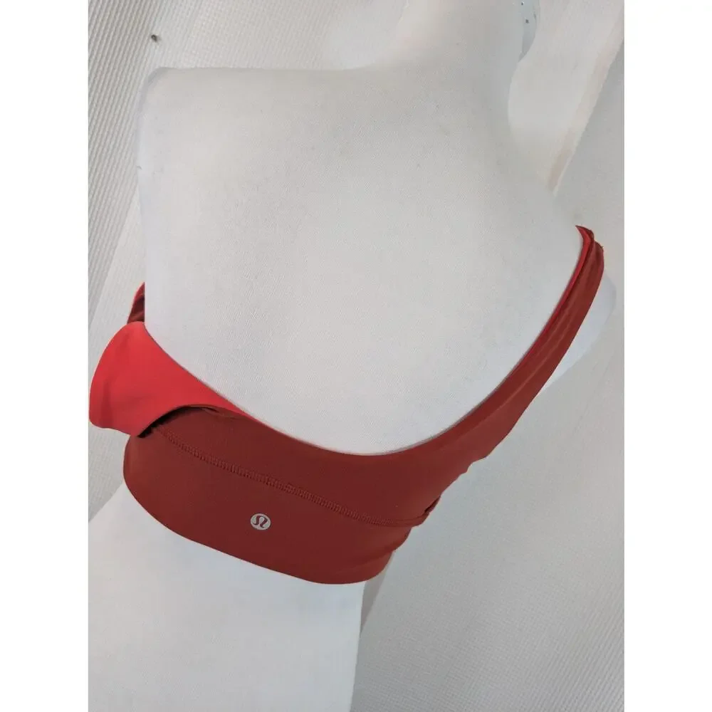 LULULEMON! REVERSIBLE RED/ORANGE ATHLETIC BRA TOP, LOGO BACK! ADORABLE! SZ M